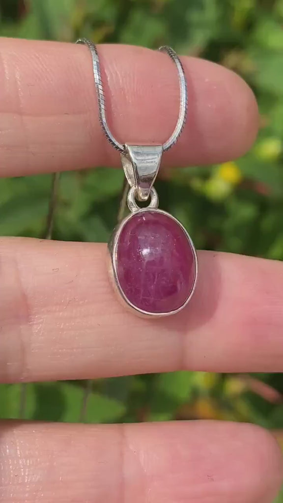 Natural African Ruby and Silver Pendant