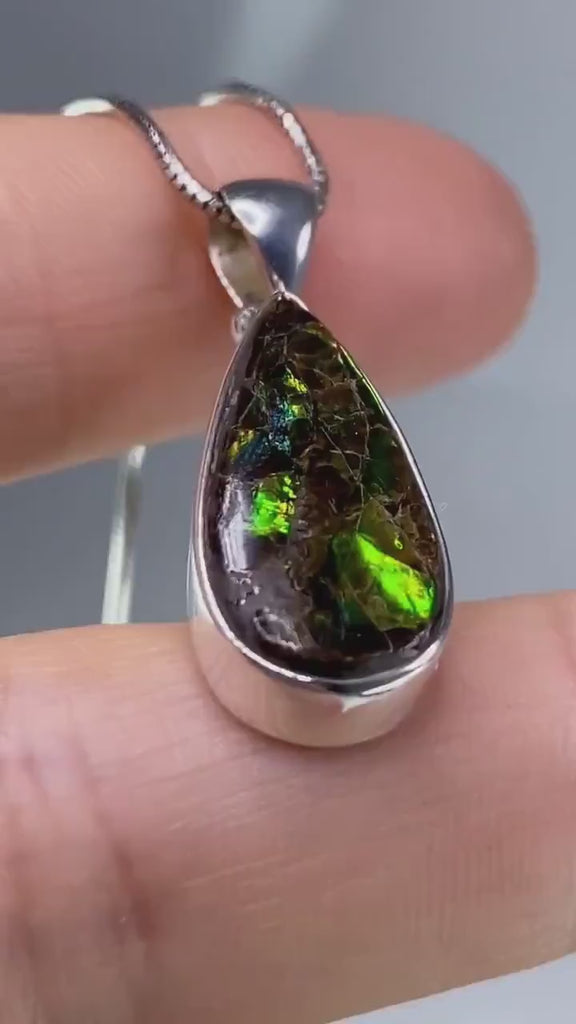 Ammolite Silver Pendant