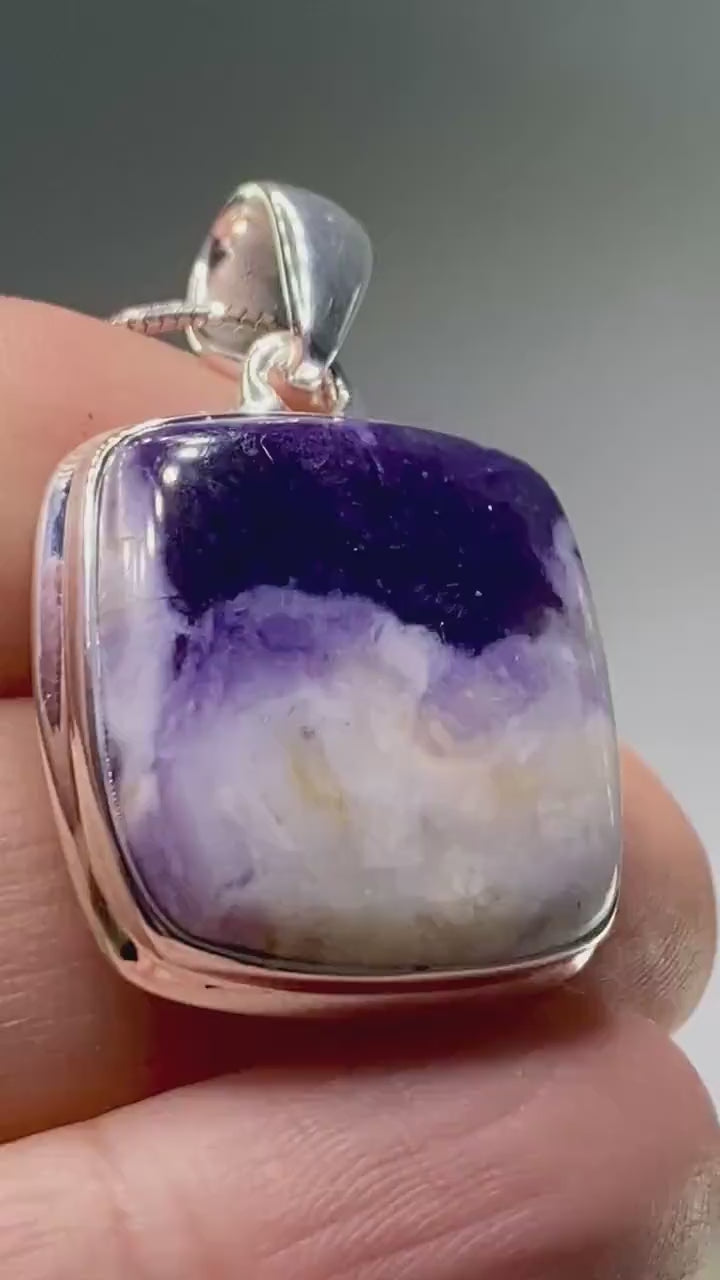 A Rare Violet Flame (Morado) Opal Silver Pendant (UV)