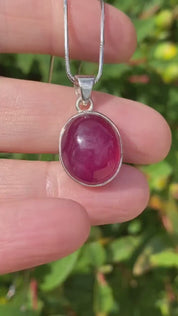 Natural African Ruby and Silver Pendant