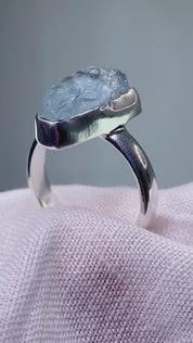 Raw Aquamarine and Silver Ring