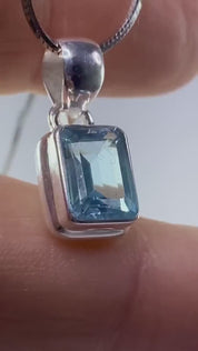 Blue Topaz and Silver Pendant