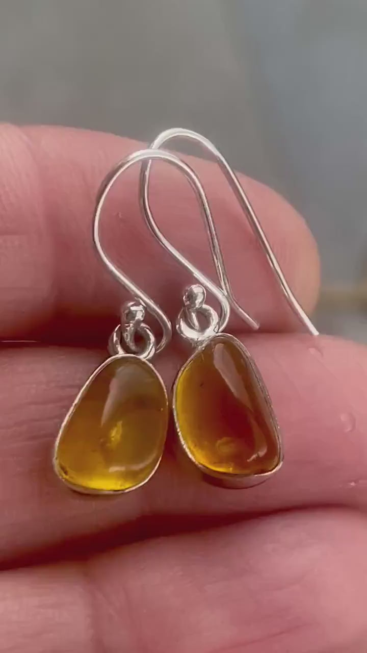 Baltic Amber Sterling Silver Drop Earrings