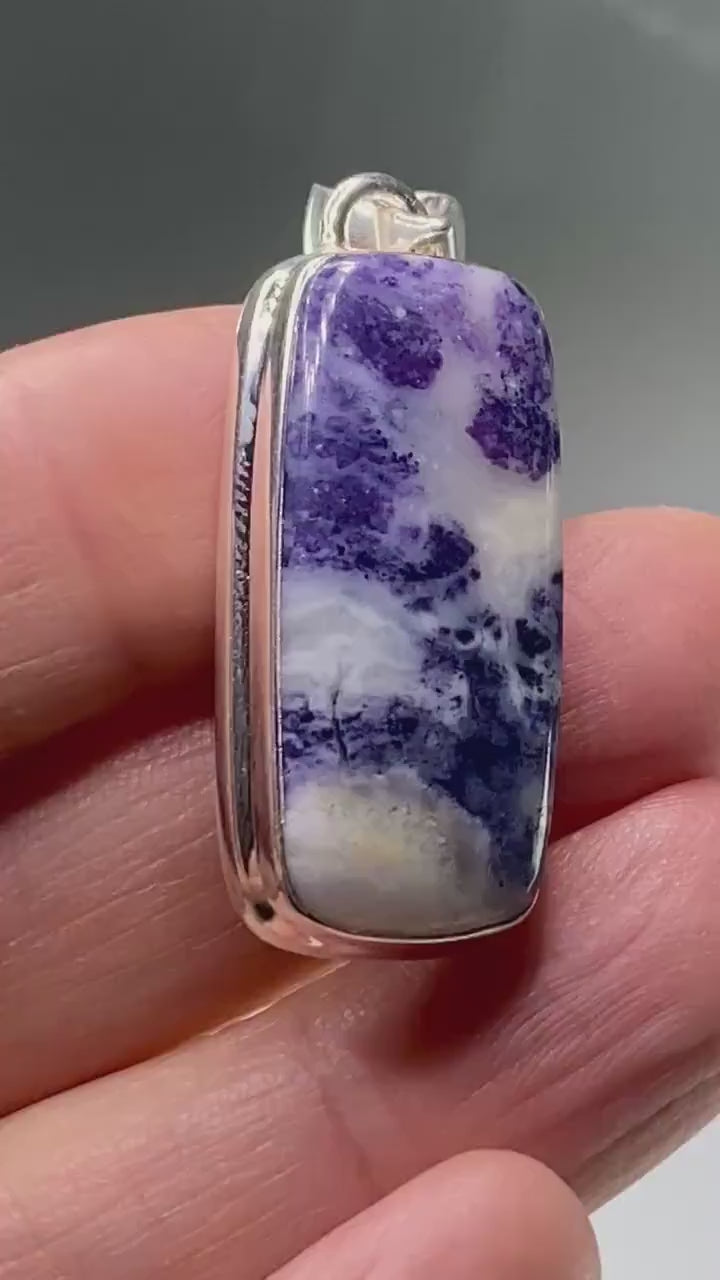 A Rare Violet Flame (Morado) Opal Silver Pendant (UV)