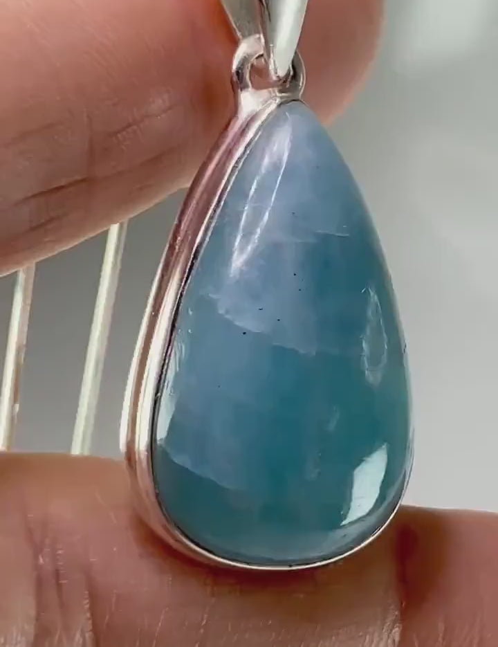 Natural Aquamarine and silver Pendant