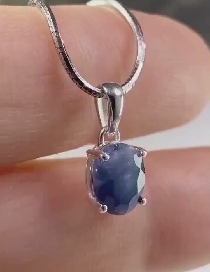 Raw Sapphire and Silver Pendant