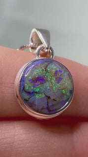 Sterling (Monarch) Opal and Silver Pendant