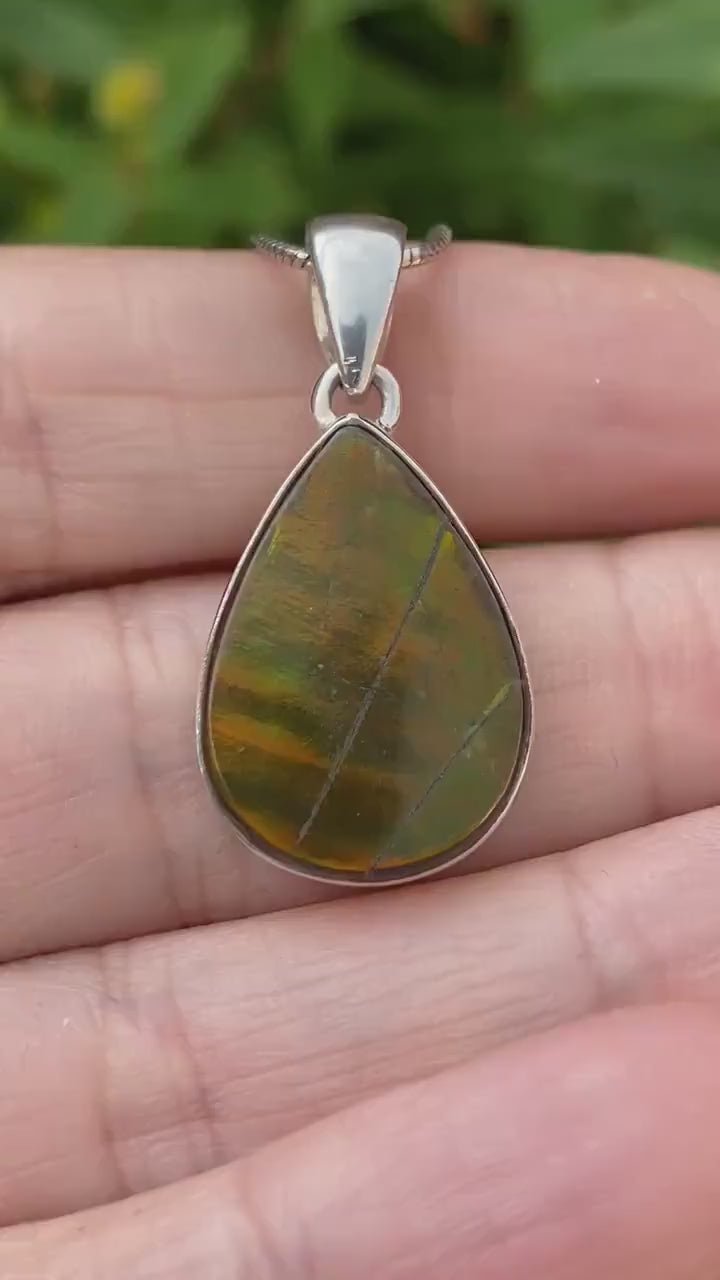 Ammolite Silver Pendant