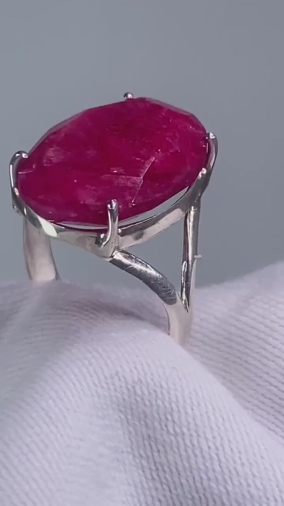 Raw Ruby and Silver Ring (A)