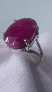 Raw Ruby and Silver Ring (A++)