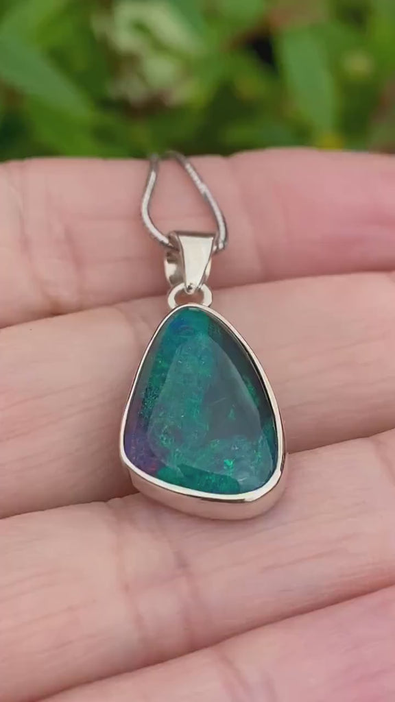 Australian Opal and Silver Pendant