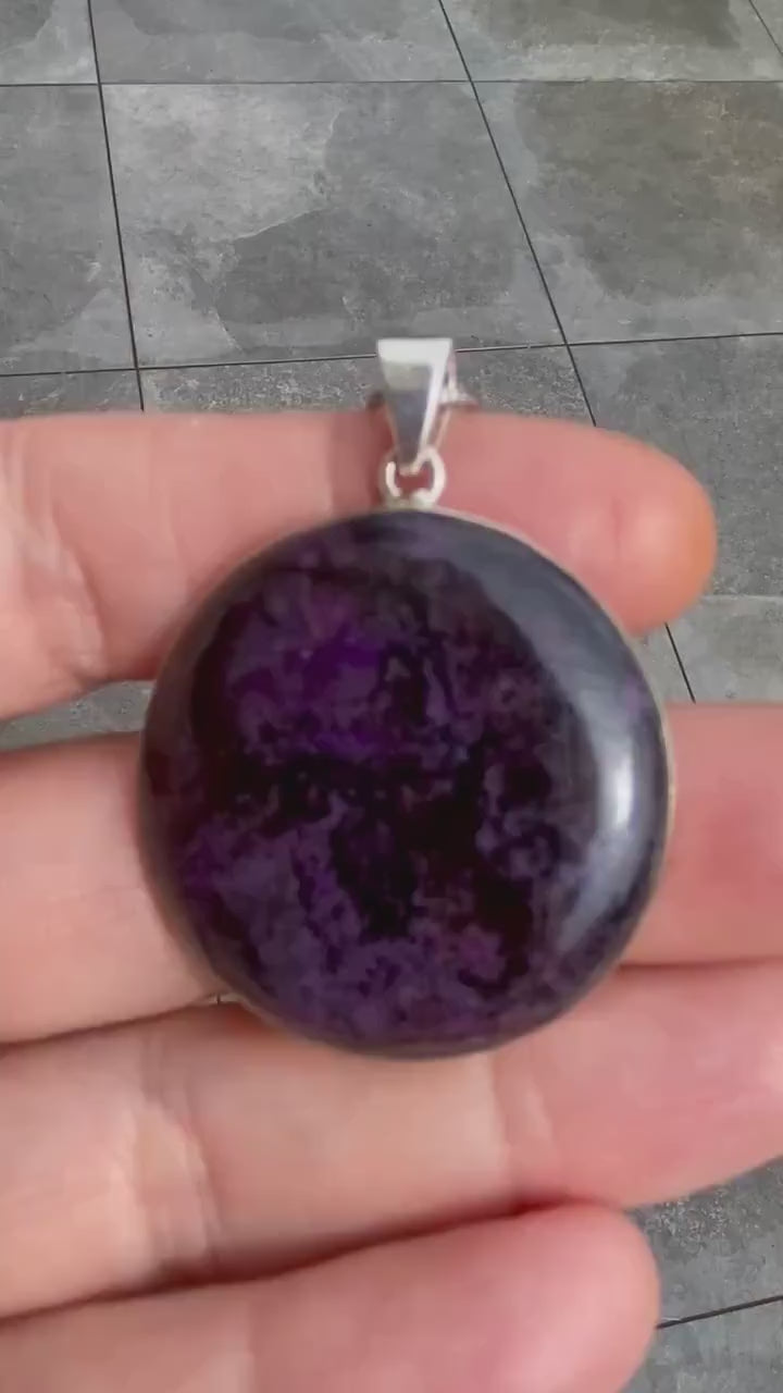 High Quality Sugilite and Silver Pendant Including the Snake Chain