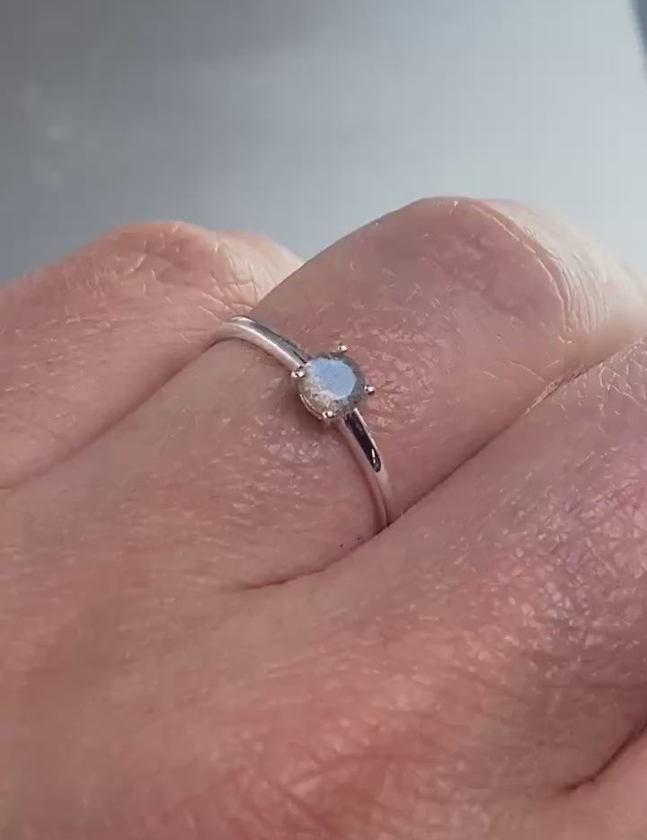 AAA Quality Labradorite and Silver Ring (UV).