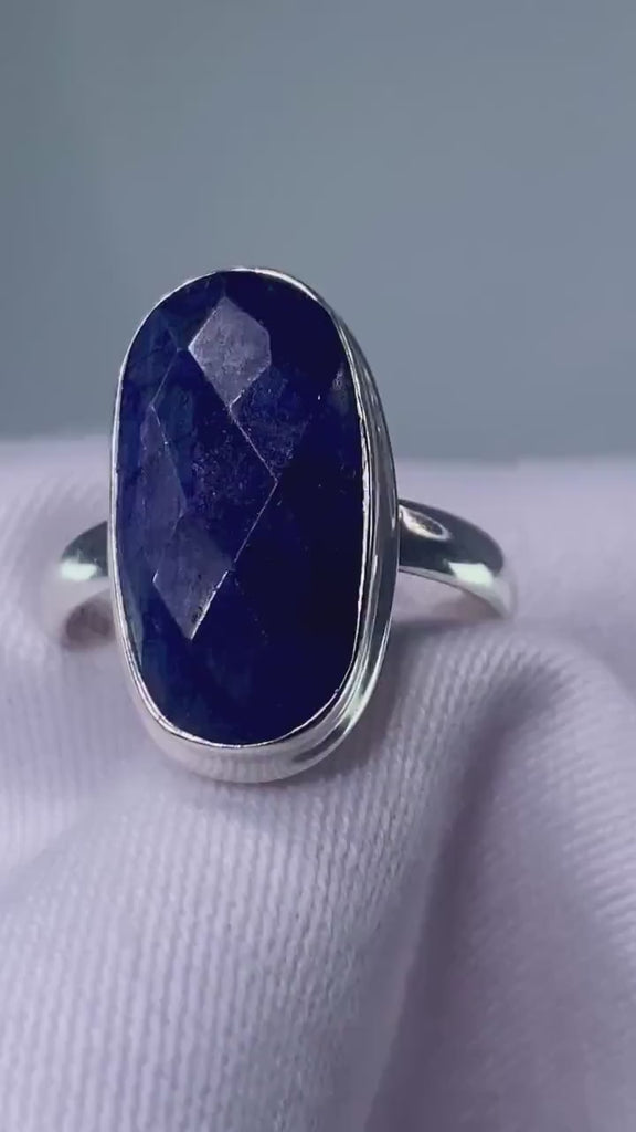 Raw Faceted Sapphire and Siver Ring