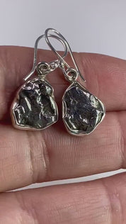 Meteorite Campo Del Cielo and Silver Dangle Earrings