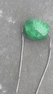 Natural Green Jade Pendant Including the Solid Silver Chain
