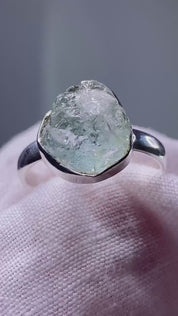 Raw Aquamarine and Silver Ring