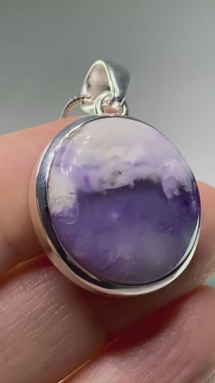 A Rare Violet Flame (Morado) Opal Silver Pendant (UV)