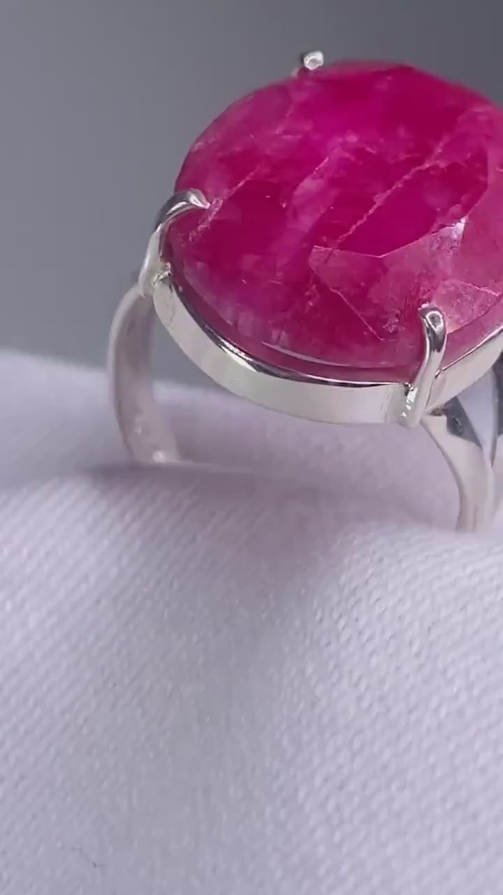 Raw Ruby and Silver Ring (AA)