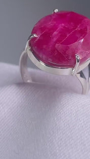 Raw Ruby and Silver Ring (AA)