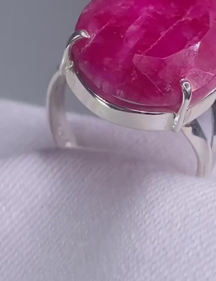 Raw Ruby and Silver Ring (AA)