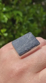 Handmade Chunky Black Tourmaline Sterling Silver Ring - Size 7