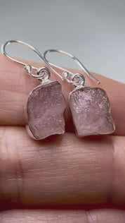 Raw Morganite and Sterling Silver Drop Earrings