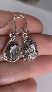 Meteorite Campo Del Cielo and Silver Dangle Earrings