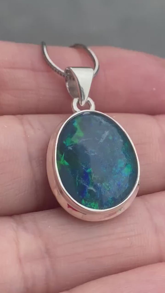 Australian Opal and Silver Pendant